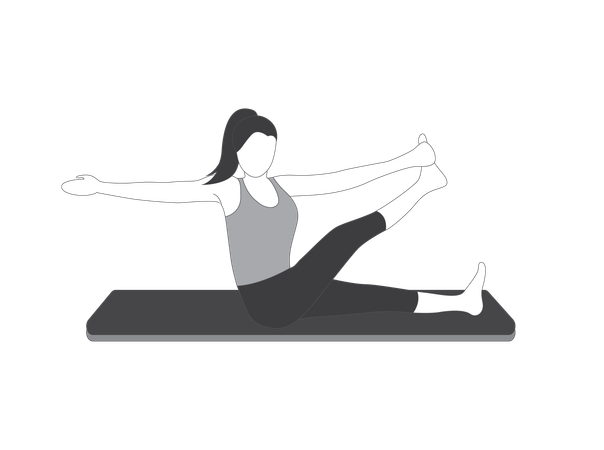 Yoga girl doing leg stretching  Illustration