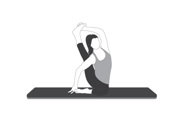 Yoga girl doing leg stretching yoga  Illustration