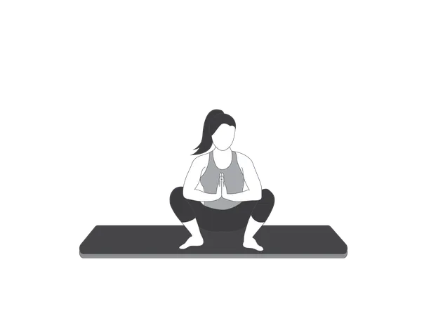 Yoga Girl doing malasana  Illustration