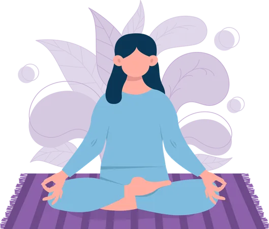 Yoga girl doing meditation  Illustration