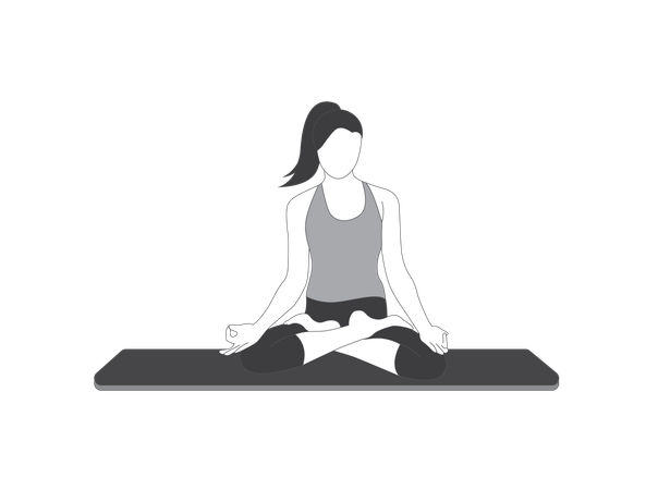 Yoga Girl Doing Meditation  Illustration