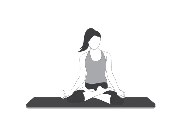 Yoga Girl Doing Meditation  Illustration