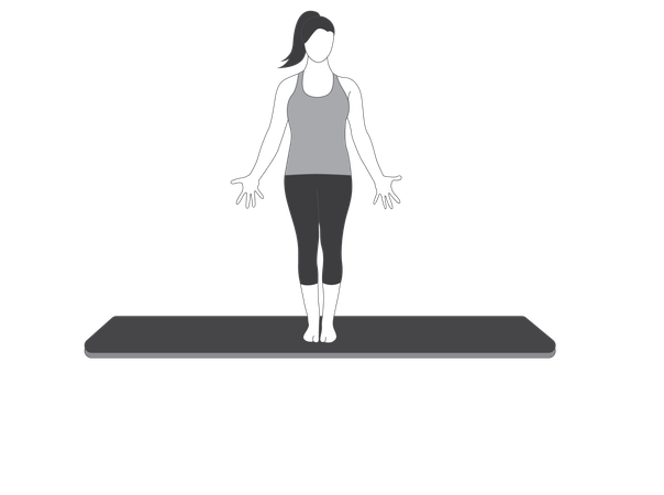 Yoga girl doing montain pose  Illustration