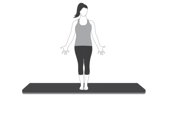 Yoga girl doing montain pose  Illustration