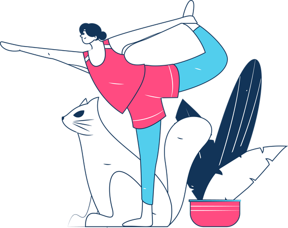 Yoga-Mädchen macht Natrajasana  Illustration