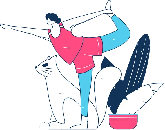 Yoga-Mädchen macht Natrajasana  Illustration