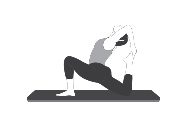 Yoga Girl doing one legged king pigeon pose  Illustration