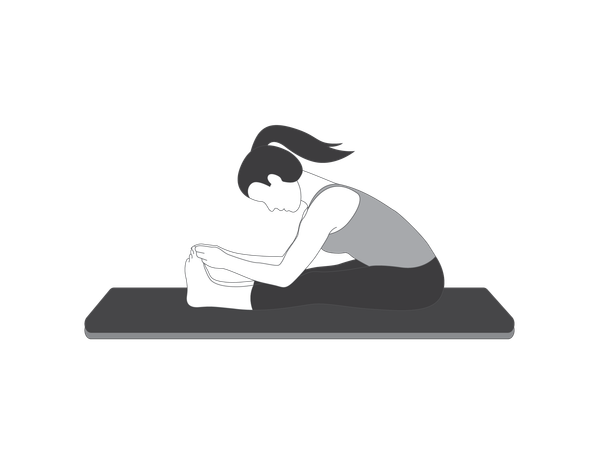 Yoga girl doing Paschimottanasana  Illustration
