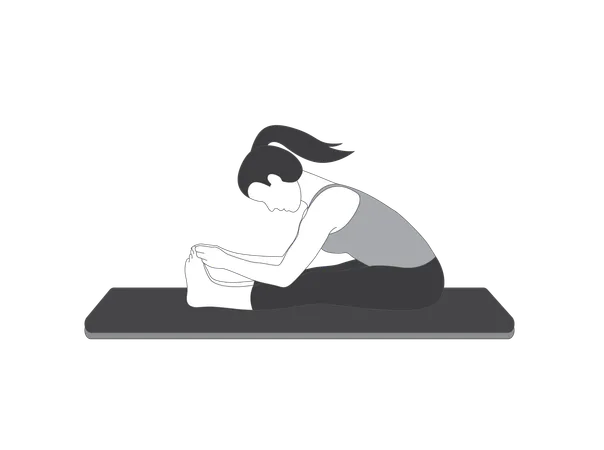 Yoga girl doing Paschimottanasana  Illustration