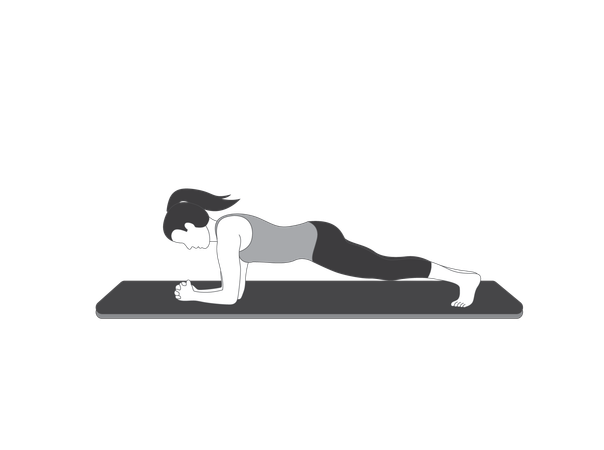 Yoga girl doing plank  Illustration