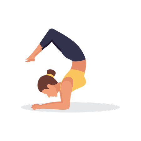 Yoga girl doing Scorpion Pose  Ilustración