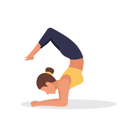 Yoga girl doing Scorpion Pose  Illustration