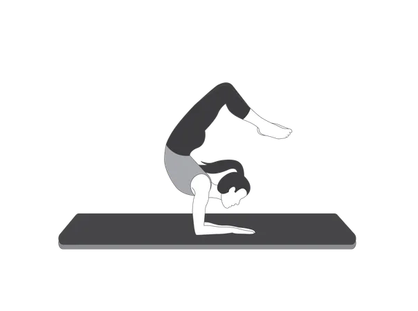 Yoga girl doing Scorpion Pose  Illustration