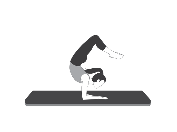 Yoga girl doing Scorpion Pose  Illustration