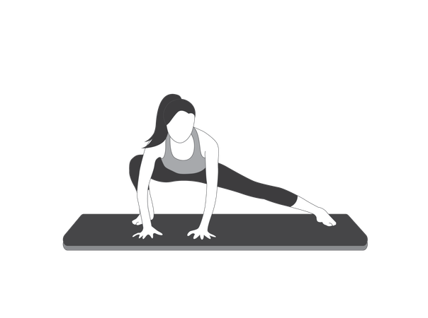 Yoga girl doing side lunge pose  Illustration