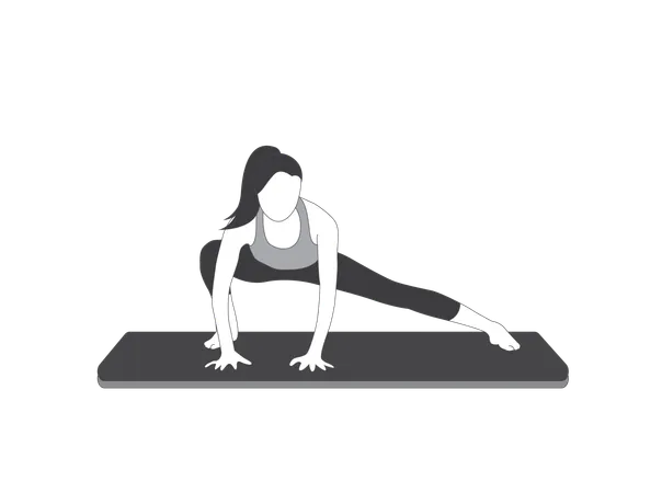Yoga girl doing side lunge pose  Illustration