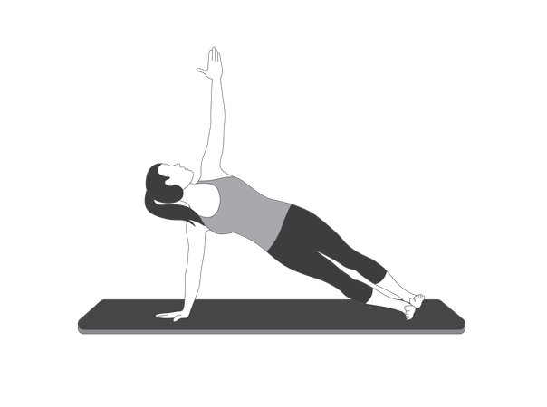 Yoga girl doing side plank  Illustration