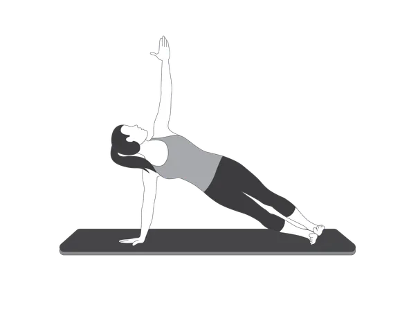 Yoga girl doing side plank  Illustration