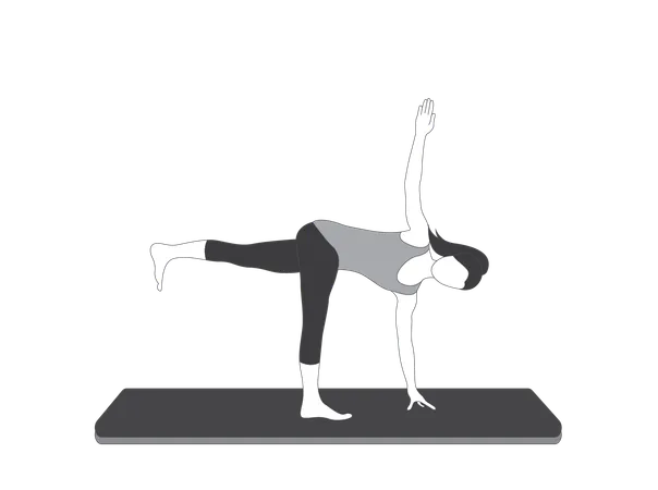 Yoga girl doing stretching exercise  Illustration