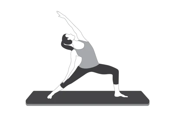Yoga Girl doing triangle pose  Illustration