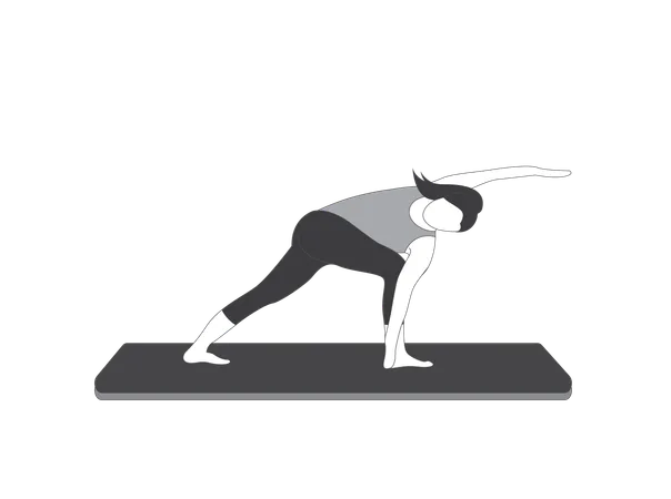 Yoga girl doing Trikonasana Pose  Illustration