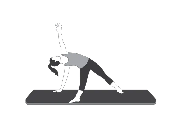 Yoga girl doing tringle pose  Illustration
