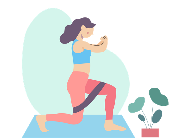 Yoga girl doing twisted chair pose  Illustration