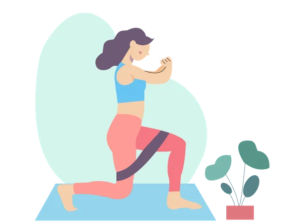 Yoga girl doing twisted chair pose  Illustration