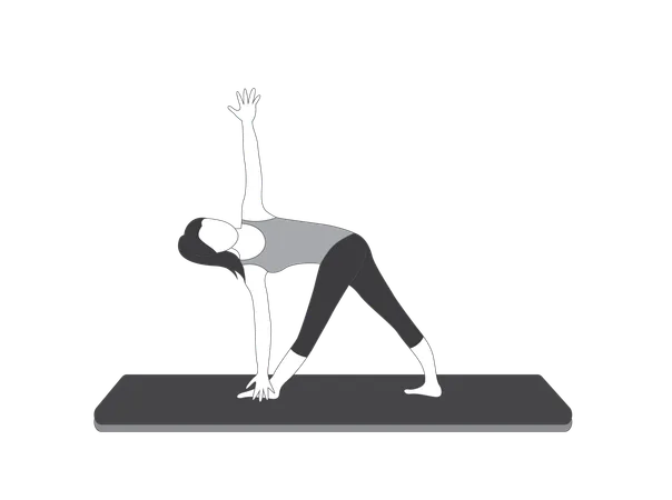 Yoga girl doing Utthita Trikonasana Pose  Illustration