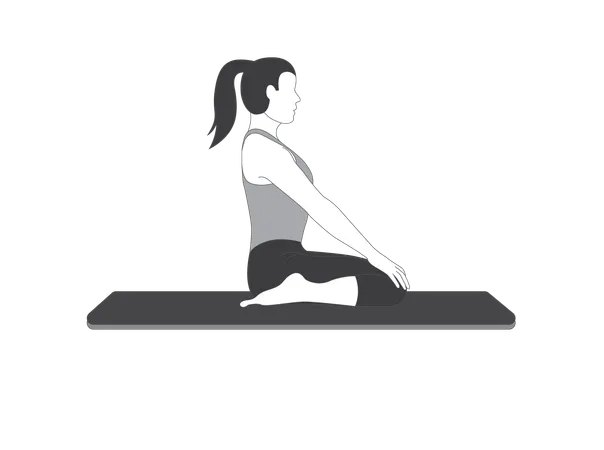 Yoga girl doing vajrasana  イラスト