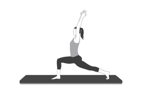 Yoga girl doing Virabhadrasana  Illustration