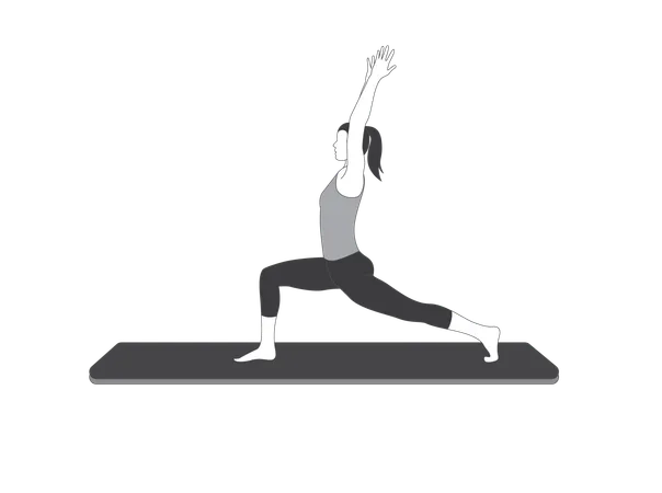 Yoga girl doing Virabhadrasana  Illustration