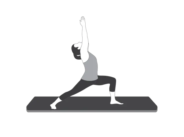 Yoga girl doing Virabhadrasana  Illustration