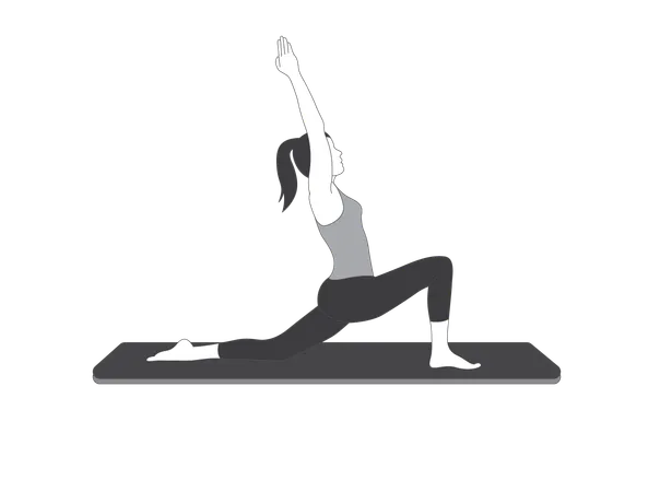 Yoga Girl doing virbhadrasana  Illustration
