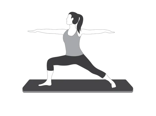 Yoga Girl doing Warrior Pose  Illustration
