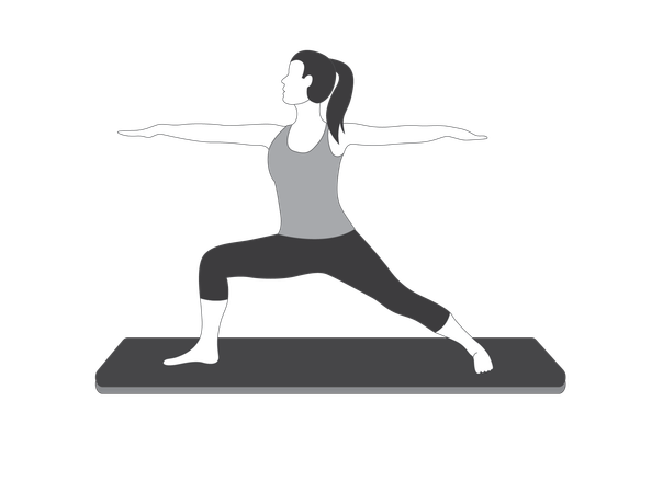 Yoga Girl doing Warrior Pose  Illustration