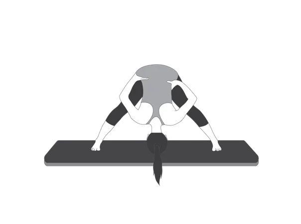 Yoga girl doing wide angle forward band  Illustration