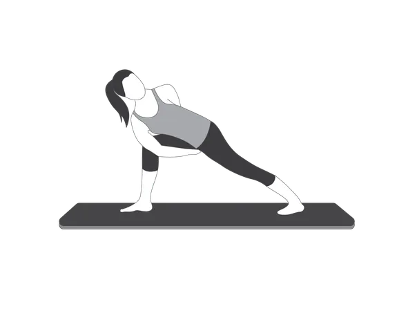 Garota de ioga fazendo ângulo lateral revolvido  Ilustração