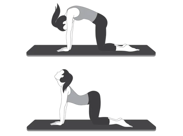 Garota de ioga fazendo Marjaryasana-Bitilasana  Illustration