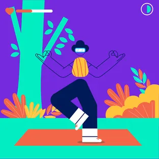 Yoga girl Meditating on metaverse