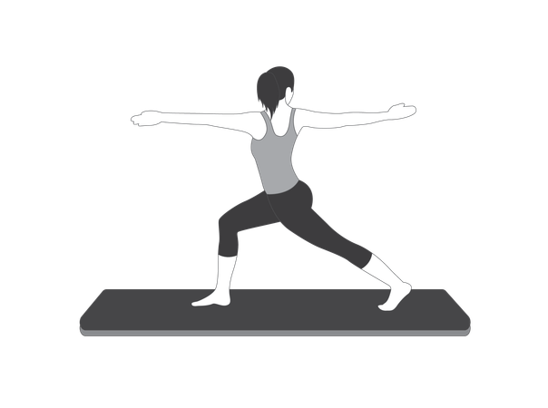 Yoga girl standing in Warrior pose  Illustration