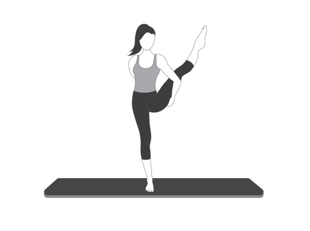 Yoga girl standing on one leg  Illustration