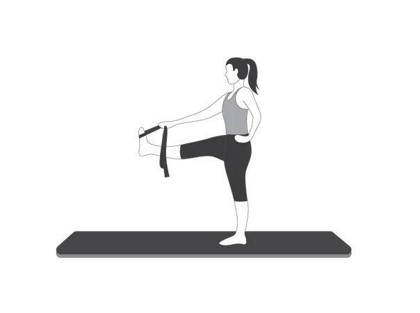 Yoga girl standing on one leg  Illustration