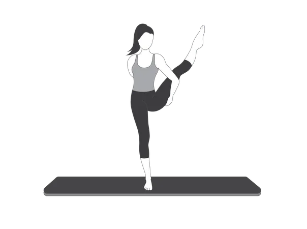 Yoga girl standing on one leg  Illustration