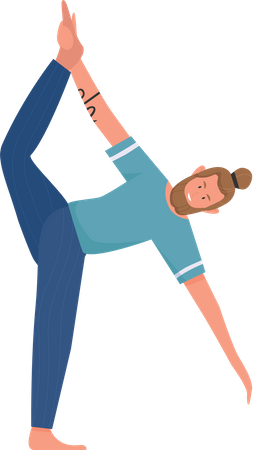 Homme de yoga debout sur une jambe et touche l'orteil avec sa main  Illustration