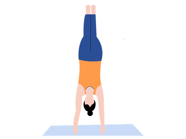 Yoga-Mädchen macht Handstand-Pose  Illustration