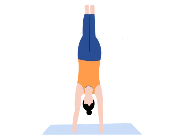 Yoga-Mädchen macht Handstand-Pose  Illustration