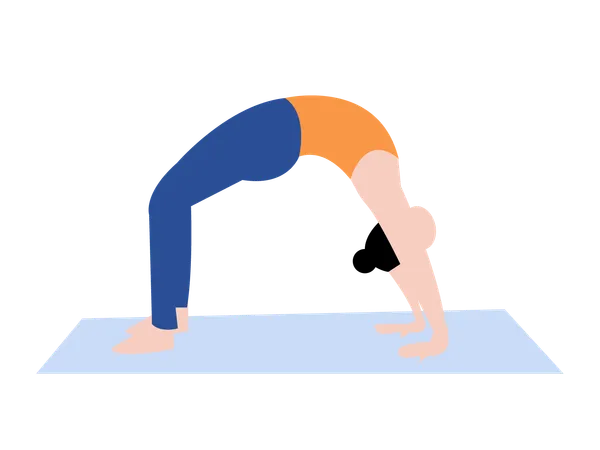 Yoga-Mädchen macht Kamel-Pose  Illustration