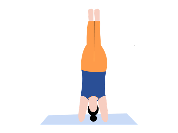 Yoga-Mädchen macht Kopfstand-Pose  Illustration