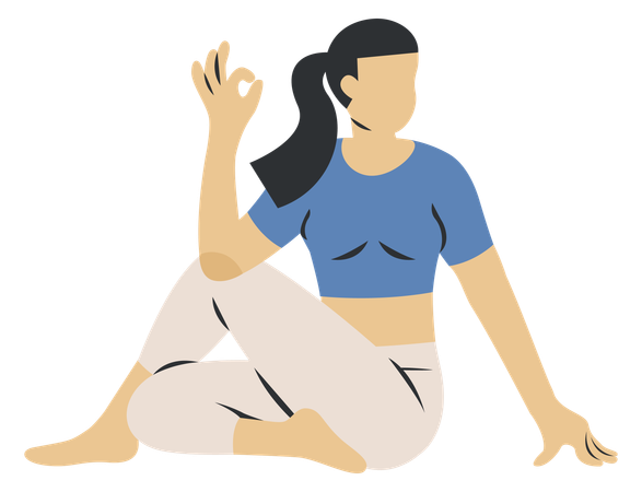 Yoga de medio giro espinal.  Ilustración